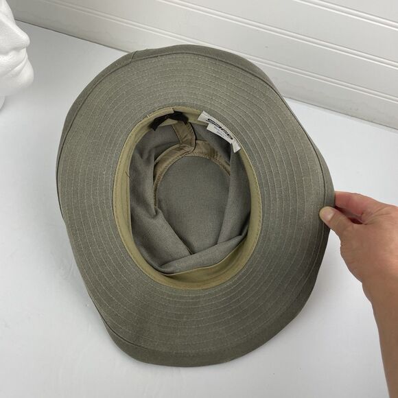SAGE Fly Fishing River Boonie Gray Canvas Hat Leather Mens Small VTG Made in USA - Picture 7 of 9